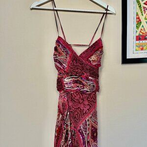 Vintage Y2K Silk Pink Spaghetti Strap Dress, Size 6